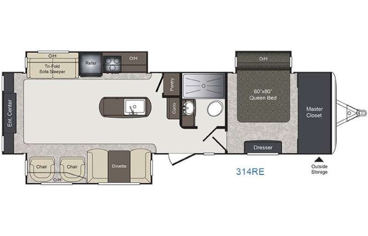 Representative floor plan provided by a trusted RVshare partner.
