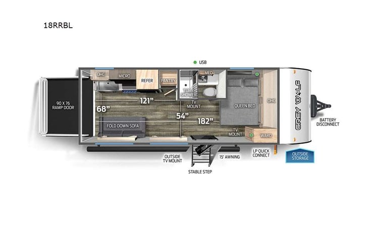 Representative floor plan provided by a trusted RVshare partner.