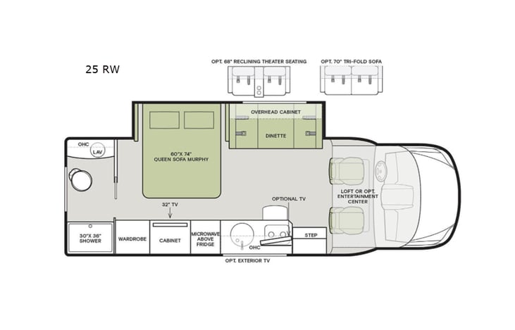 Representative floor plan provided by a trusted RVshare partner.