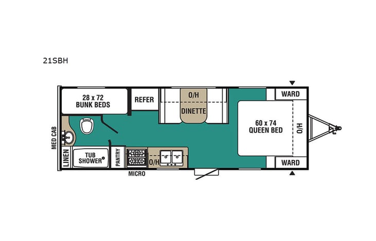 Representative floor plan provided by a trusted RVshare partner.
