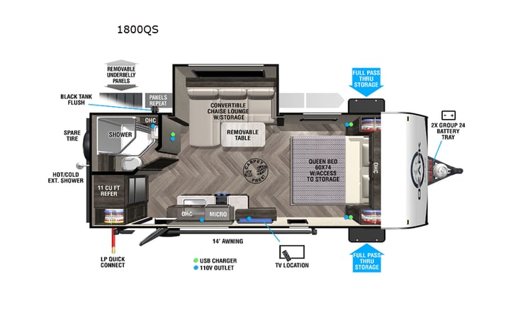 Representative floor plan provided by a trusted RVshare partner.