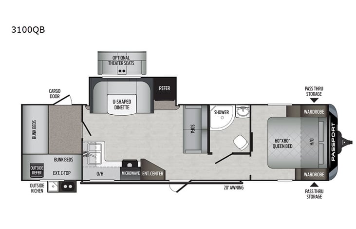 Representative floor plan provided by a trusted RVshare partner.