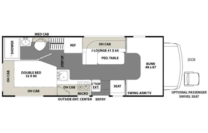 Representative floor plan provided by a trusted RVshare partner.