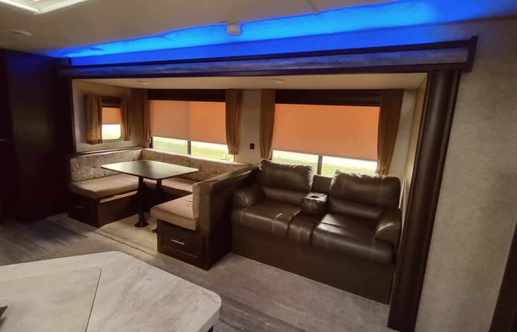 living area with LED mood lights