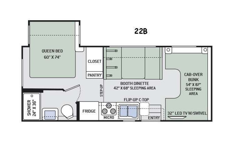 Representative floor plan provided by a trusted RVshare partner.