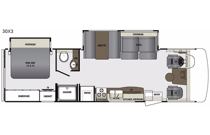 Representative floor plan provided by a trusted RVshare partner.