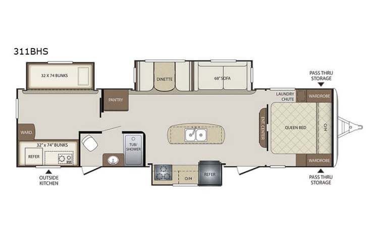 Representative floor plan provided by a trusted RVshare partner.