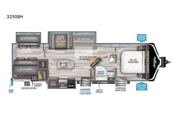 Representative floor plan provided by a trusted RVshare partner.