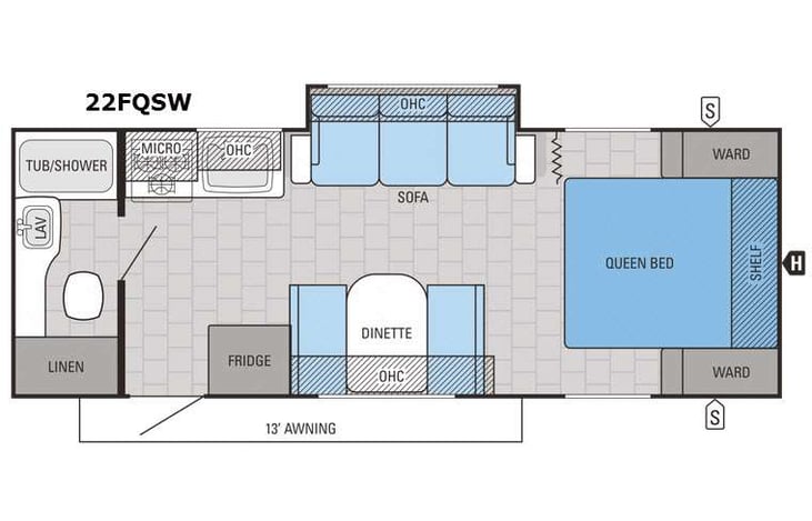 Representative floor plan provided by a trusted RVshare partner.