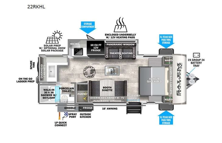 Representative floor plan provided by a trusted RVshare partner.