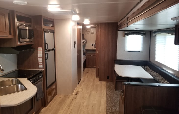 Living area and kitchen