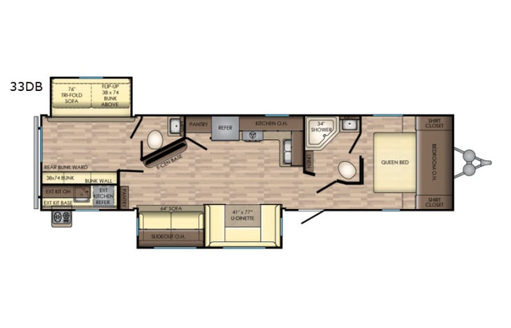 Representative floor plan provided by a trusted RVshare partner.