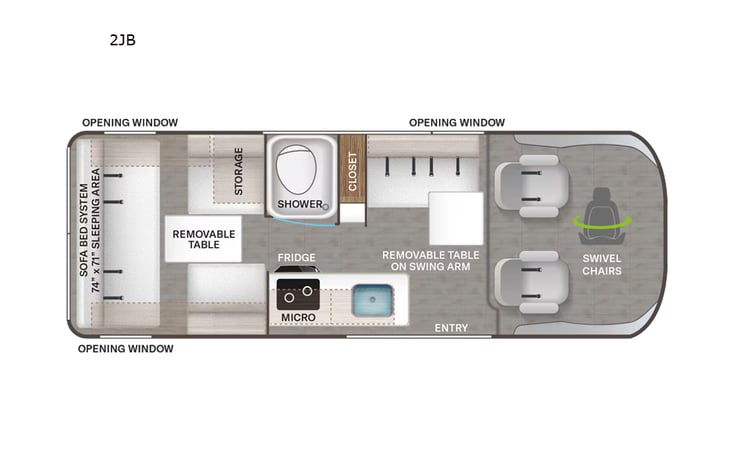Representative floor plan provided by a trusted RVshare partner.