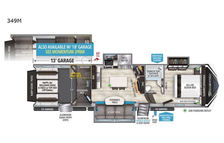 Representative floor plan provided by a trusted RVshare partner.