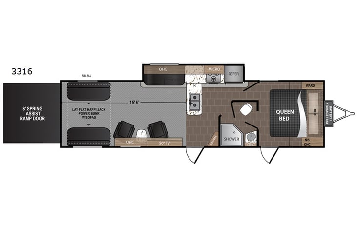 Representative floor plan provided by a trusted RVshare partner.