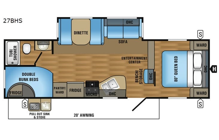 Representative floor plan provided by a trusted RVshare partner.