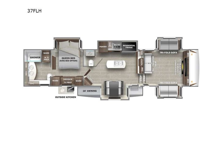 Representative floor plan provided by a trusted RVshare partner.