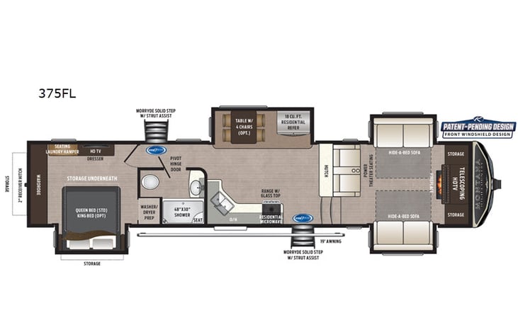 Representative floor plan provided by a trusted RVshare partner.