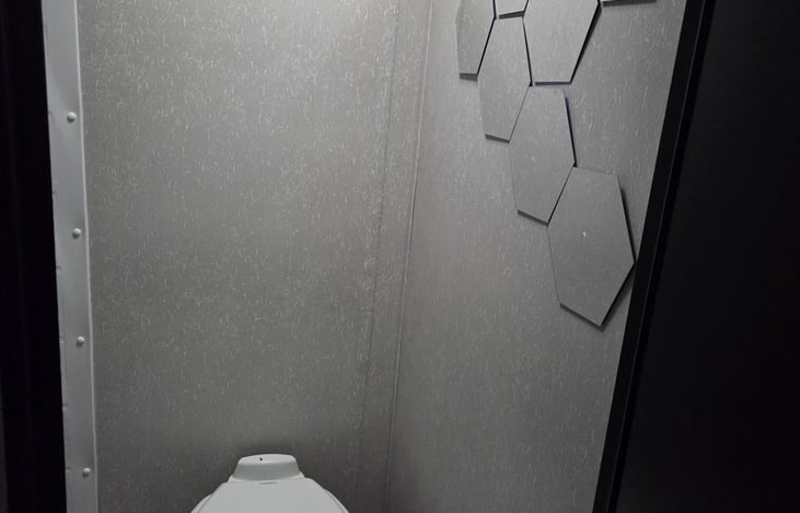 Bathroom- the shower is almost non existent so we mainly use it as storage and a space for our laundry hamper and trash can (but we can adjust this!)