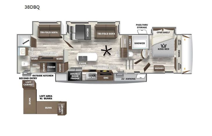 Representative floor plan provided by a trusted RVshare partner.