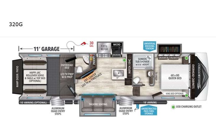 Representative floor plan provided by a trusted RVshare partner.