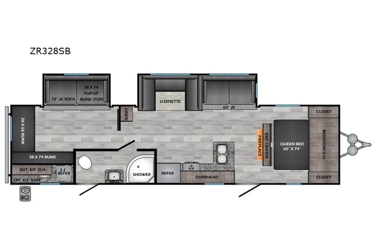 Representative floor plan provided by a trusted RVshare partner.