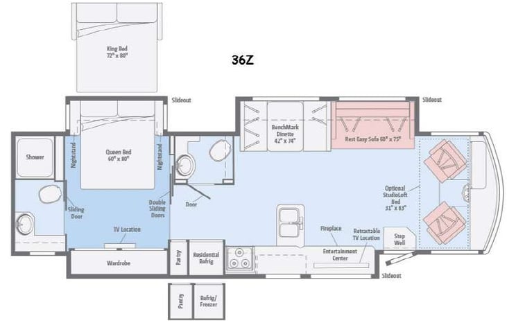 Representative floor plan provided by a trusted RVshare partner.