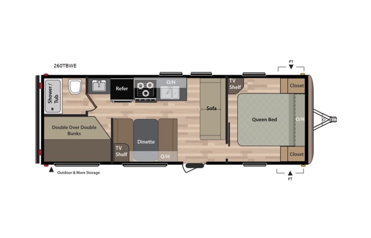 Representative floor plan provided by a trusted RVshare partner.