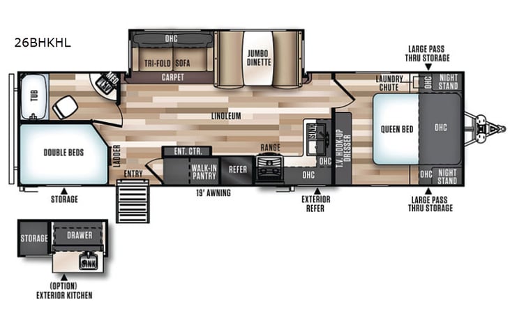 Representative floor plan provided by a trusted RVshare partner.