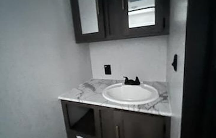 Bathroom sink and cupboards