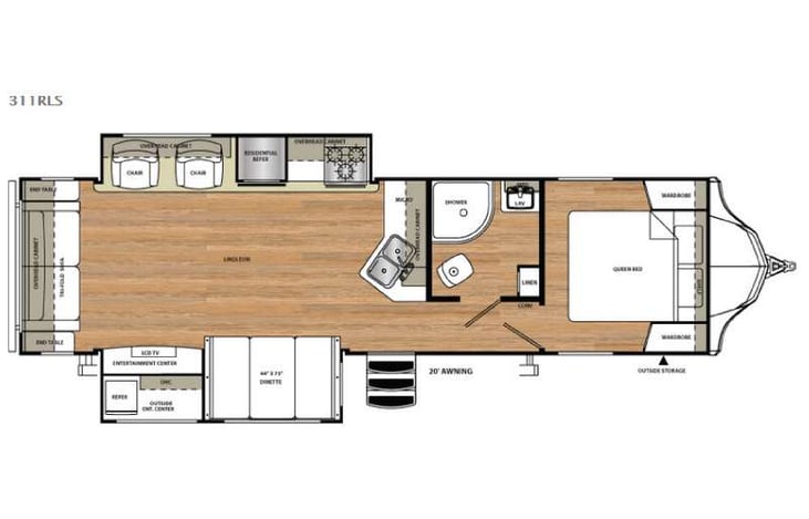 Representative floor plan provided by a trusted RVshare partner.