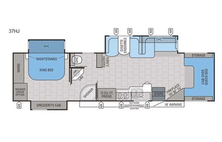 Representative floor plan provided by a trusted RVshare partner.