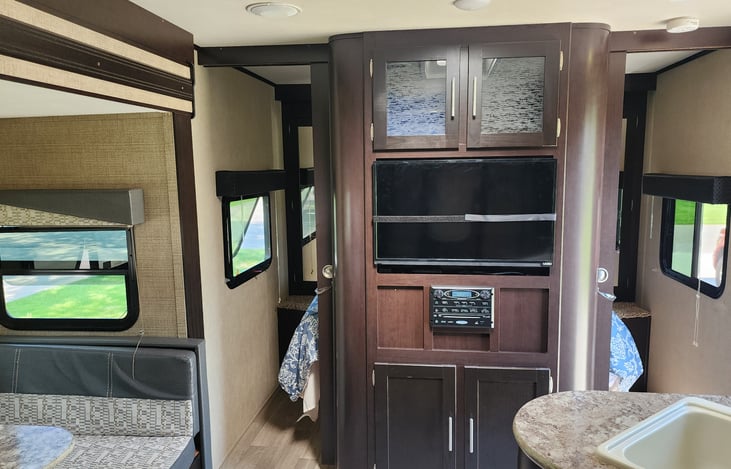 Sliding doors close for bedroom privacy.