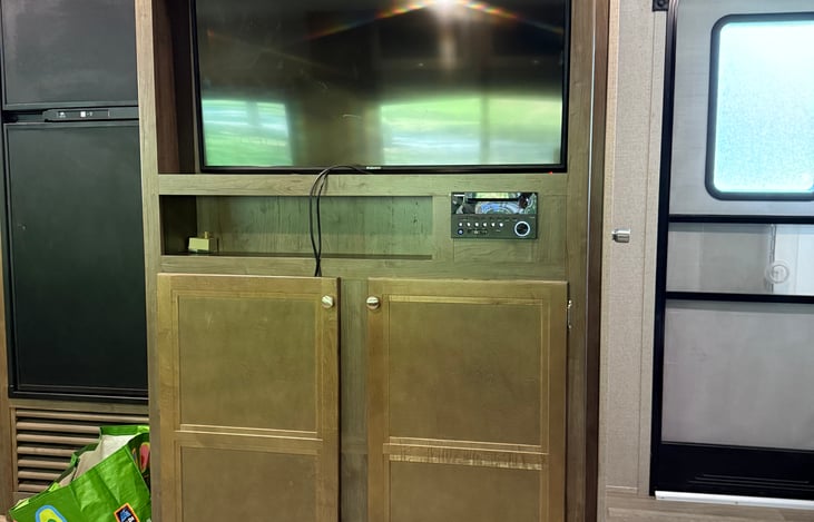 TV and stereo entertainment console.