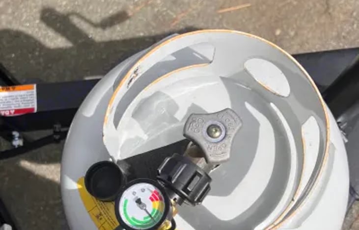 Propane provided with gauge so you know you have enough. Provides gas for 2 burner stove and the water heater.