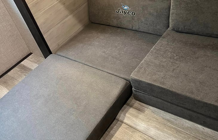 Bunk house fold out couches can be used as single or double twin beds.