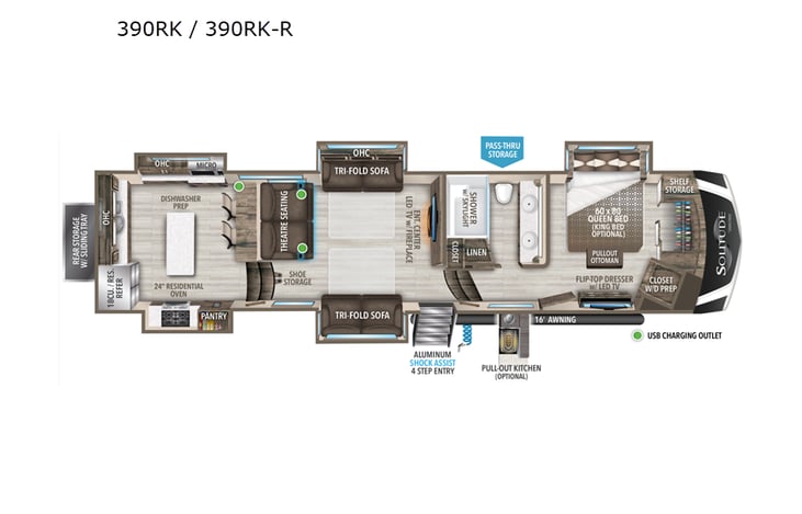 Representative floor plan provided by a trusted RVshare partner.