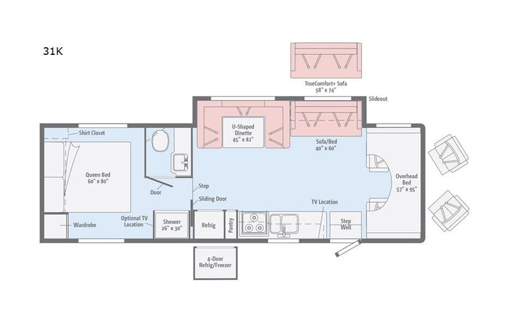 Representative floor plan provided by a trusted RVshare partner.