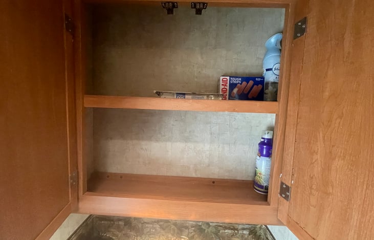 2 spacious medicine cabinets for all of your personal bath needs