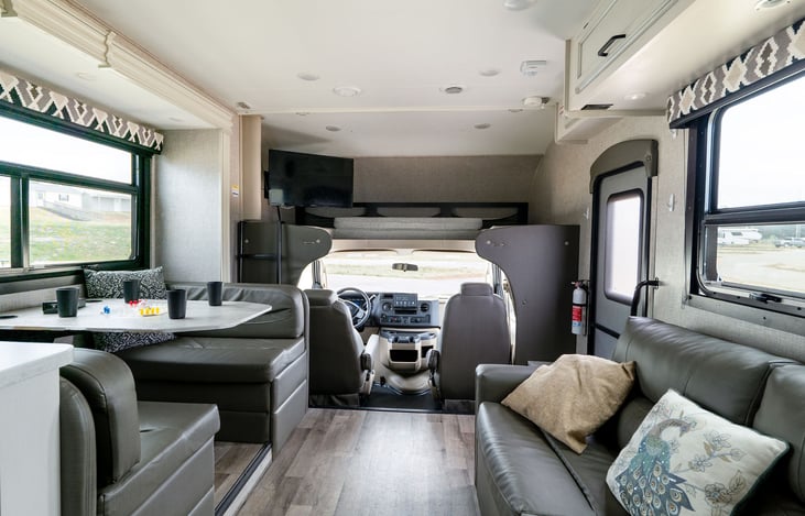 Plenty of space for entertainment. Swivel TV