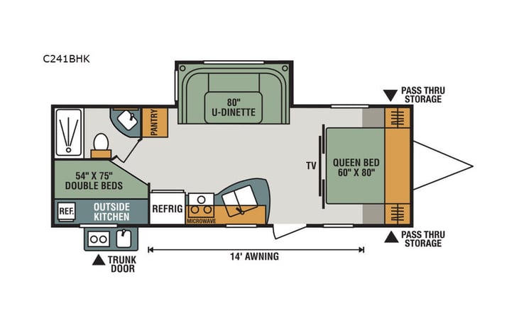 Representative floor plan provided by a trusted RVshare partner.