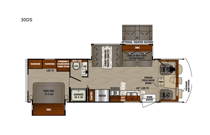 Representative floor plan provided by a trusted RVshare partner.