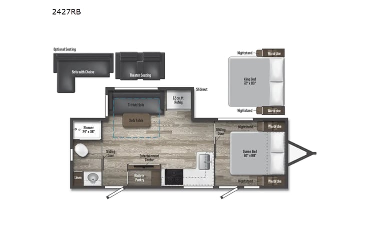 Representative floor plan provided by a trusted RVshare partner.
