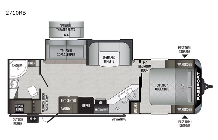 Representative floor plan provided by a trusted RVshare partner.