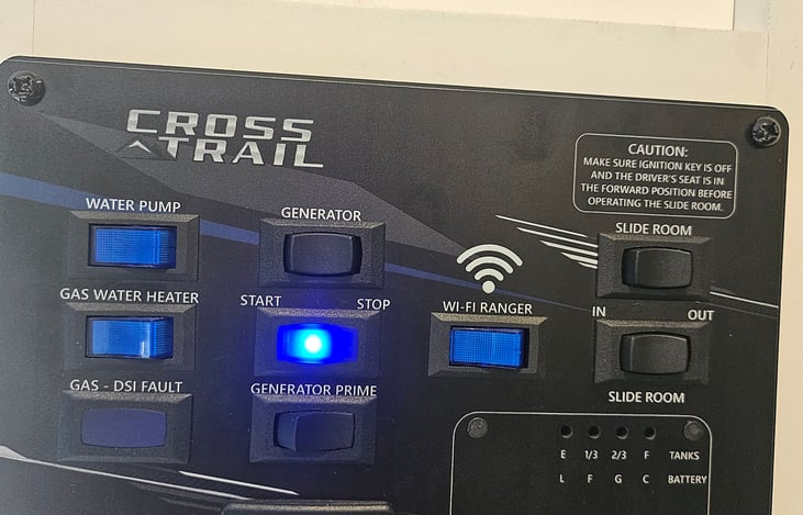 Control panel for slideouts, generators, water heaters etc.