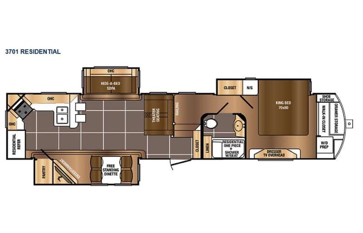 Representative floor plan provided by a trusted RVshare partner.