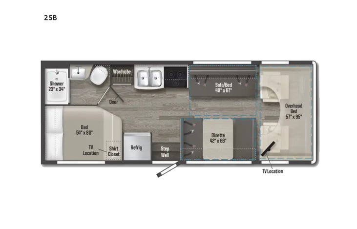Representative floor plan provided by a trusted RVshare partner.