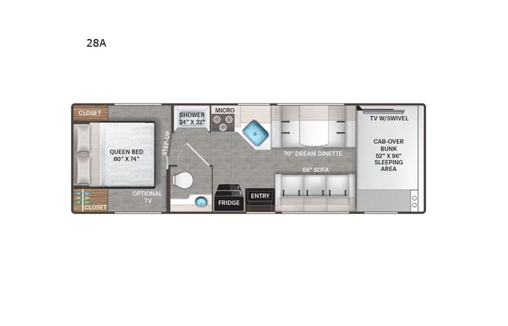 Representative floor plan provided by a trusted RVshare partner.