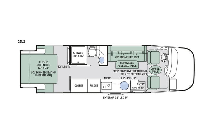 Representative floor plan provided by a trusted RVshare partner.