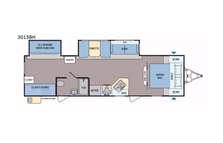 Representative floor plan provided by a trusted RVshare partner.